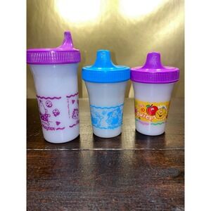 Vintage Playtex Sippy Cups Lot 3 Purple Blue Toddler Baby‎ Training